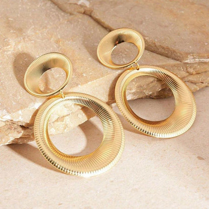 Gold-Tone Double Hoop Drop Earring