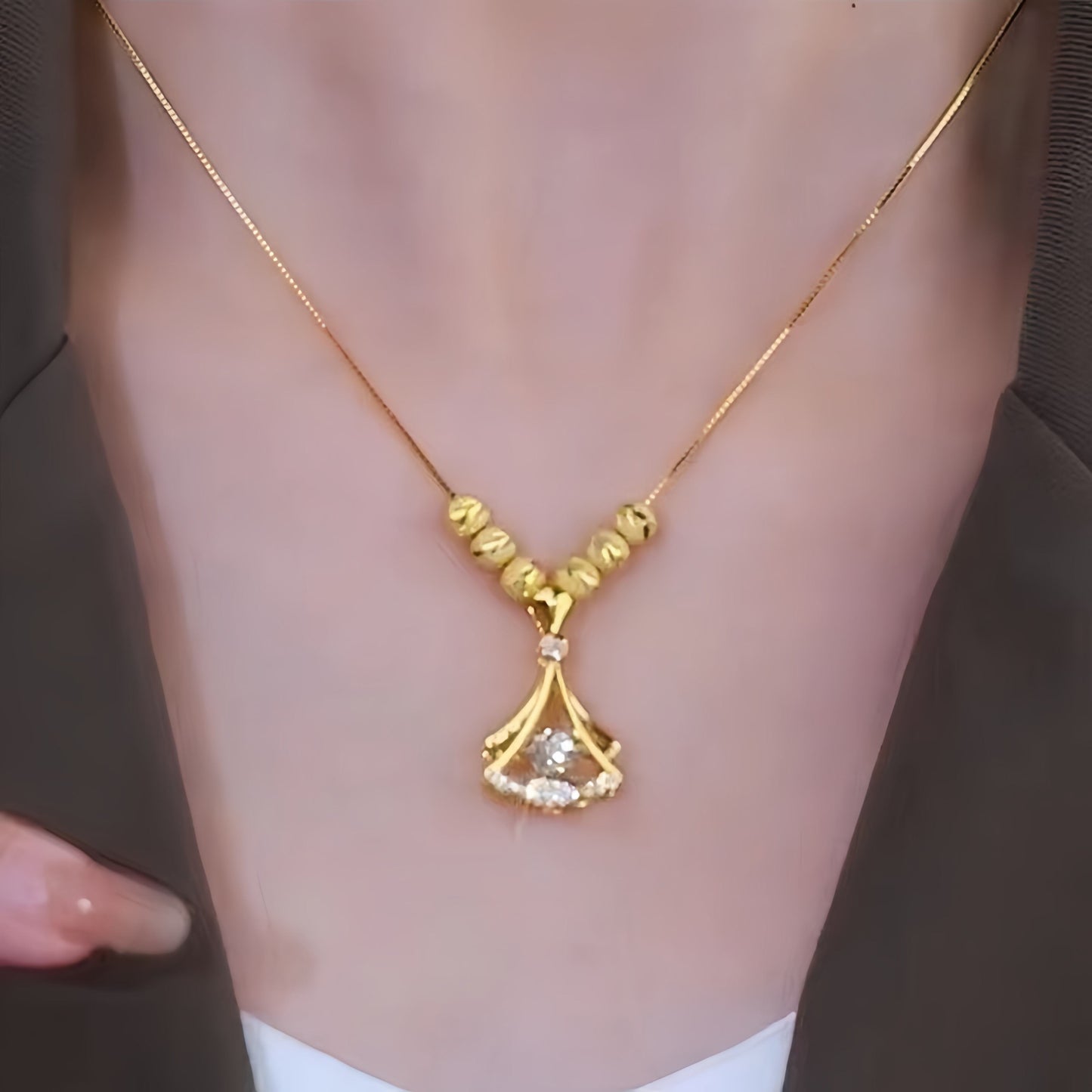 Beaded Beats Dancing Zircon Diamond Lucky Ginkgo Leaf Necklace