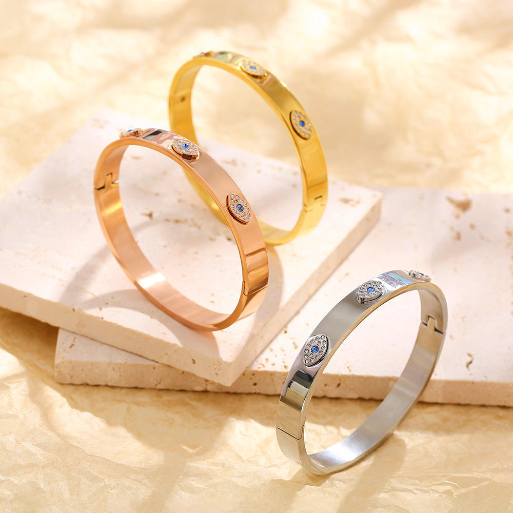 Evil Eye Crystal Zircon Cuff Bangles Bracelet For Women