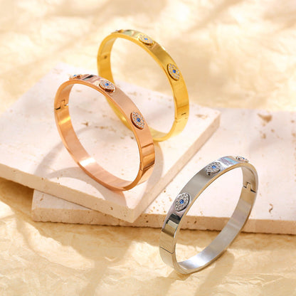 Evil Eye Crystal Zircon Cuff Bangles Bracelet For Women