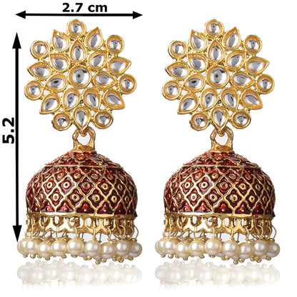 Gold Plated Brass Kundan Stones Earrings