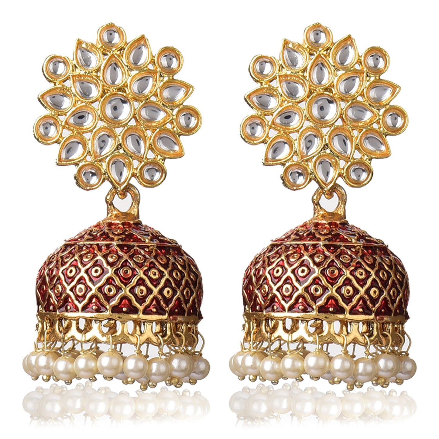 Gold Plated Brass Kundan Stones Earrings