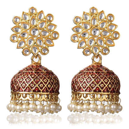 Gold Plated Brass Kundan Stones Earrings