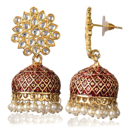 Gold Plated Brass Kundan Stones Earrings