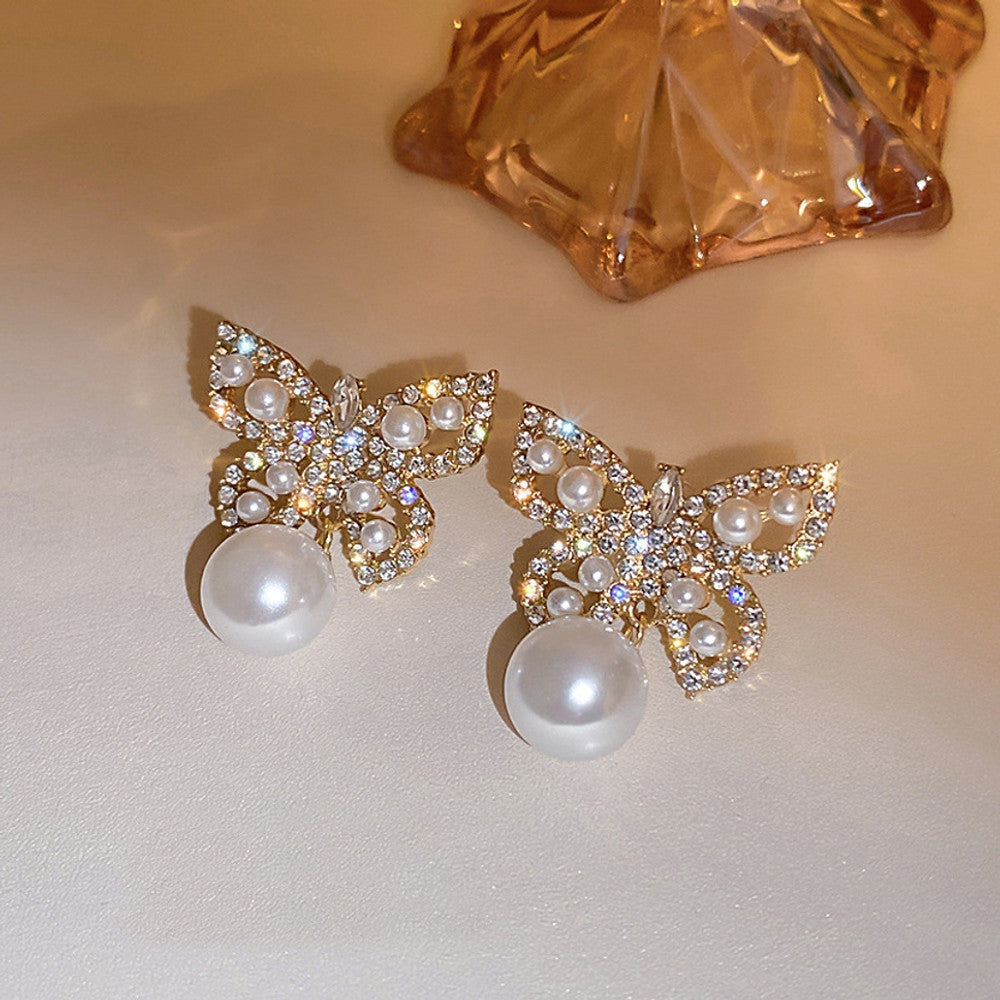 Ethonica Butterfly Stud Earrings, Pavé Crystal