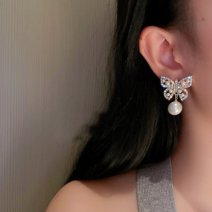 Ethonica Butterfly Stud Earrings, Pavé Crystal