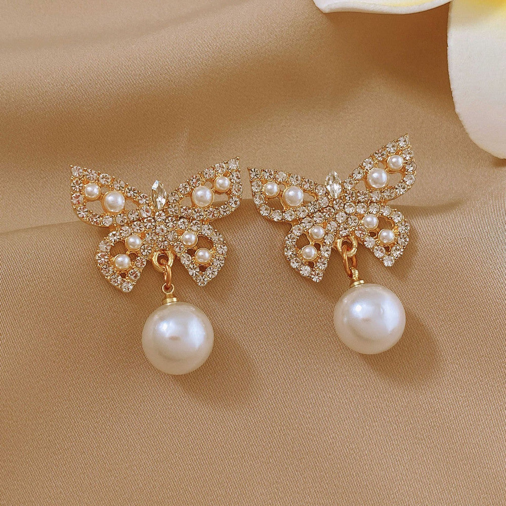 Ethonica Butterfly Stud Earrings, Pavé Crystal