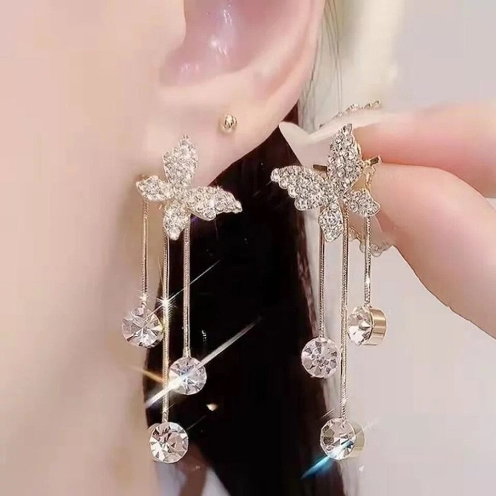 Ethonica Gold Plated Butterfly Stud Earrings