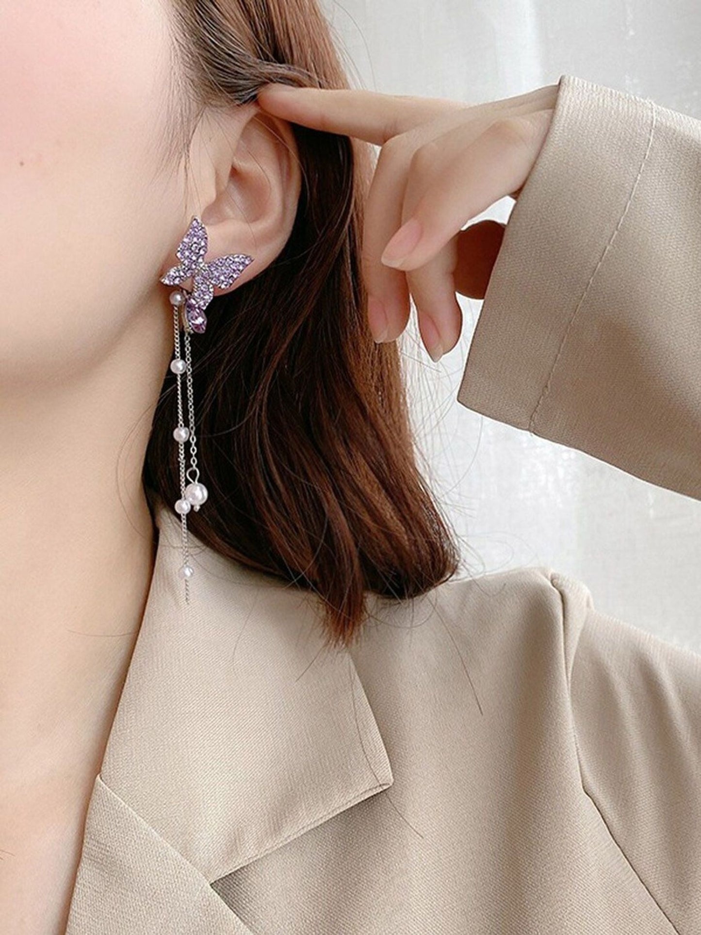 Crystal Butterfly Drop Earrings