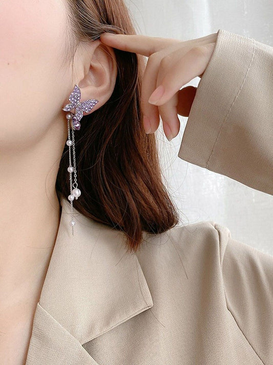Crystal Butterfly Drop Earrings