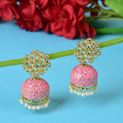 Gold Plated Brass Kundan Stones Earrings
