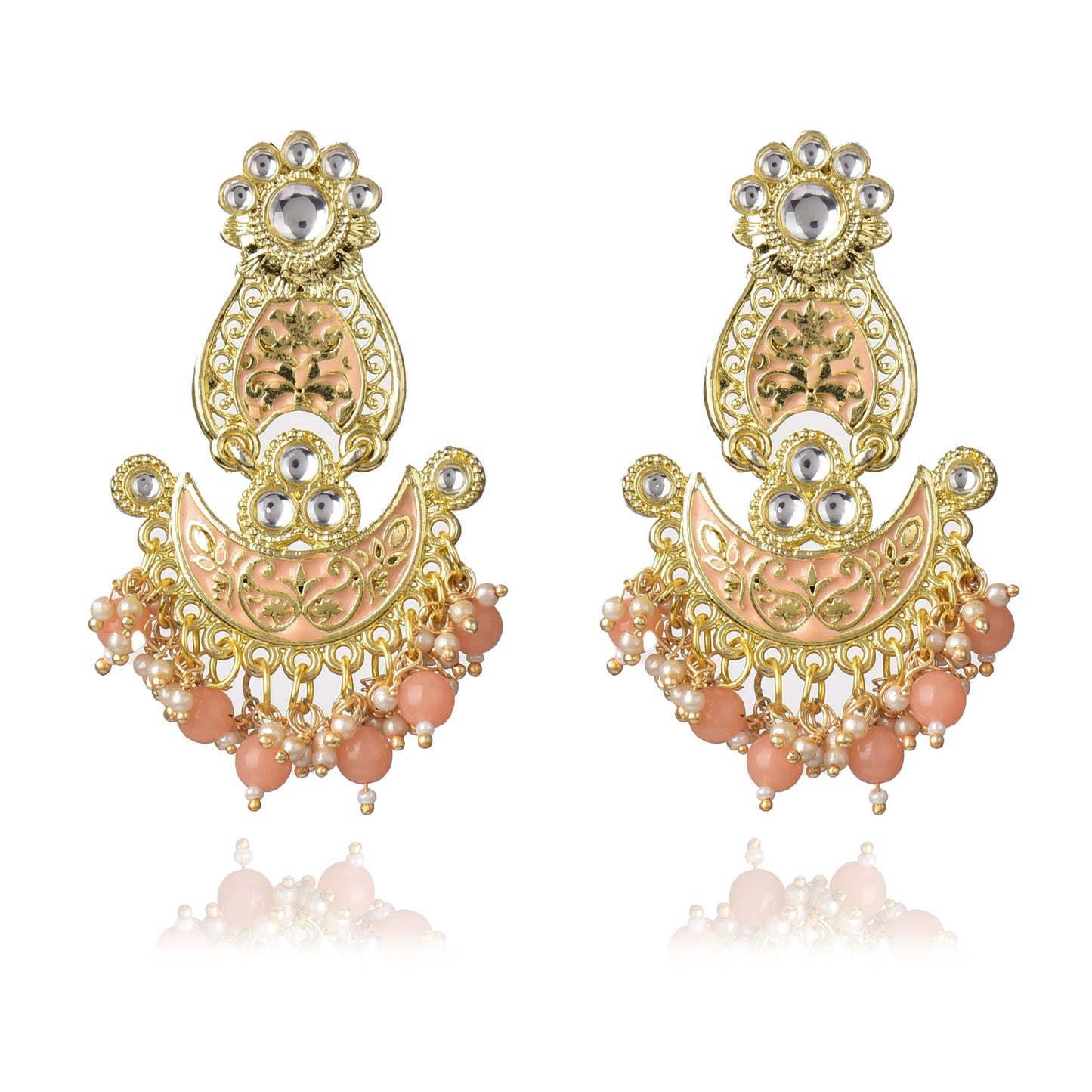 Pearls Enamelling Mutiple Layered Chandbali Earring