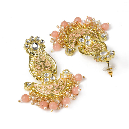 Pearls Enamelling Mutiple Layered Chandbali Earring