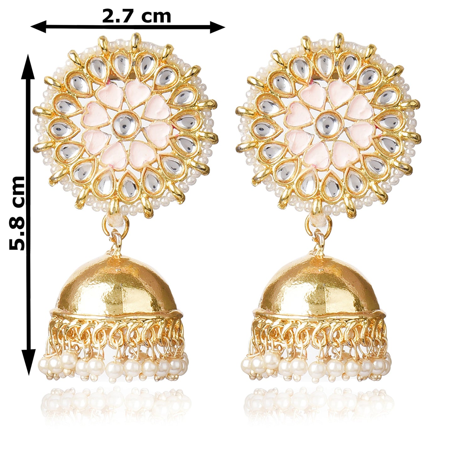 Graceful Gold Plated Kundan & Pearls Traditional Jhumki Earring