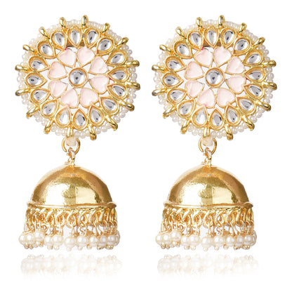 Graceful Gold Plated Kundan & Pearls Traditional Jhumki Earring