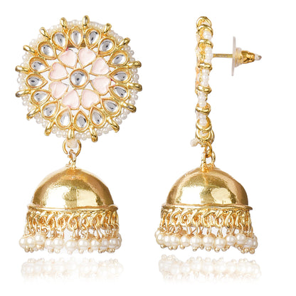 Graceful Gold Plated Kundan & Pearls Traditional Jhumki Earring