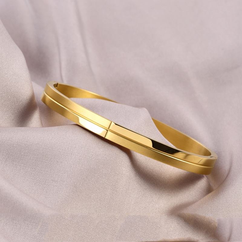 Stainless Steel Cross Line Groove Bangles Bracelets