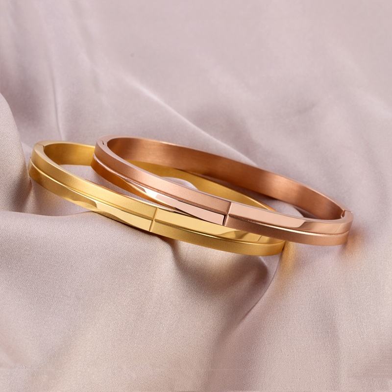 Stainless Steel Cross Line Groove Bangles Bracelets