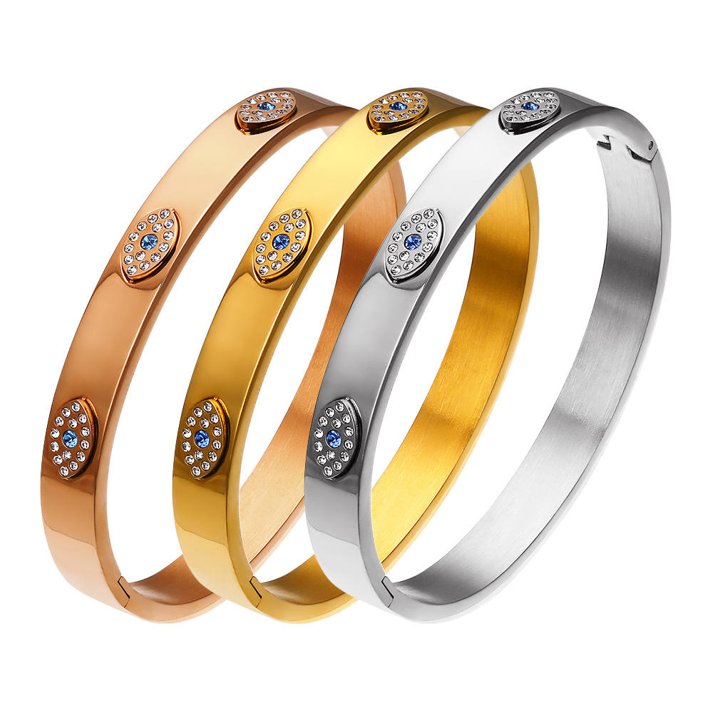 Evil Eye Crystal Zircon Cuff Bangles Bracelet For Women