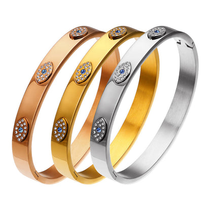 Evil Eye Crystal Zircon Cuff Bangles Bracelet For Women